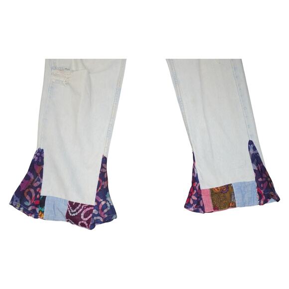 Vintage Calvin Klein USA Distressed Patchwork Jeans Size 34 Peace Sign Y2K - Picture 8 of 11